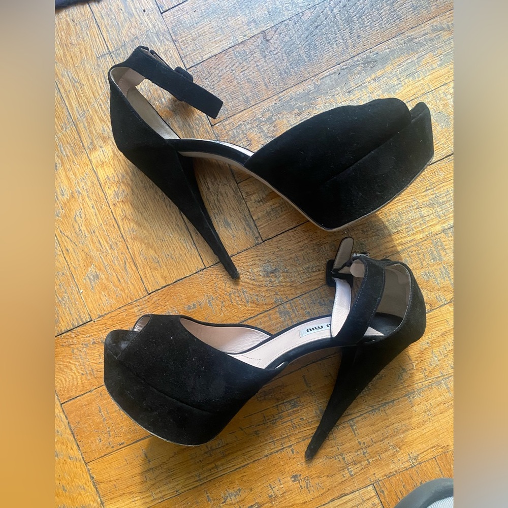 Miu miu black platform sandals